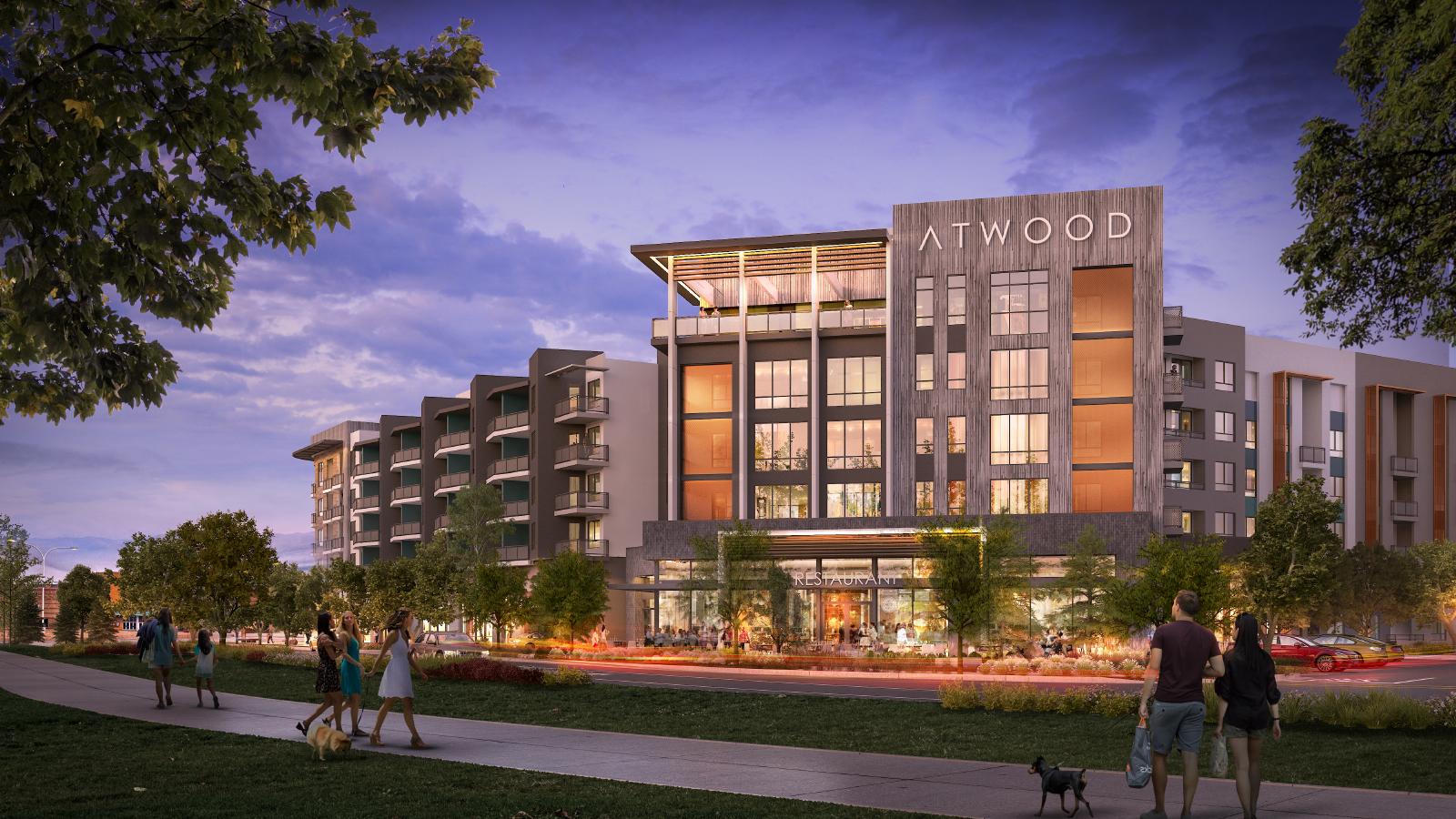 Atwood — Sacramento multifamily podium at dusk